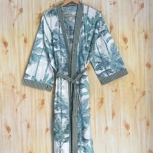 100% Cotton <b>Kimono</b> <b>Robes</b> for Women Pure Cotton Block Print <b>Kimono</b> with Chiffon Fabric - Product Image 1