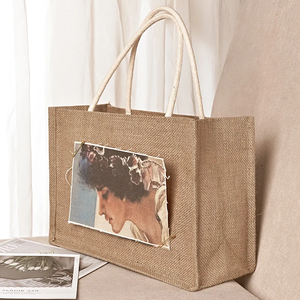 Sac de plage en jute élégant et tendance pour femmes avec des poignées d'épaule confortables et une grande capacité de rangement - Product Image 5