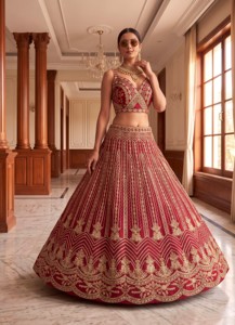 Conjunto Étnico Indio de Diseño: Lehenga, Blusa y Dupatta con Lentejuelas, Bordado y Adornos de Mariposas en Tela de Red para Bodas y Fiestas - Product Image 3