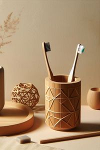 Juego de Accesorios de Baño de Bambú de 5 Piezas, Moderno y Ecológico, Bandeja Organizadora, Jabonera, Portacepillos de Dientes - Product Image 5