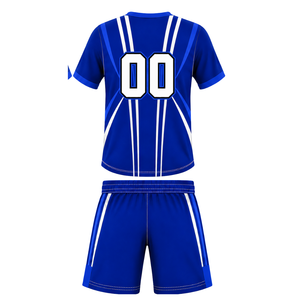 Conjunto de Camiseta y Pantalones Cortos de Rugby Azul Cobalto y Blanco, Cuello en V, Uniforme de Equipo, Transpirable, Ligero, Personalizable, Ropa Deportiva de Entrenamiento - Product Image 2