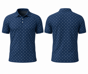 เสื้อโปโลผู้ชายสีขาวลายจุด แขนสั้น สไตล์ลำลอง ผ้าถัก ทรงปกติ พิมพ์ลาย - Product Image 4