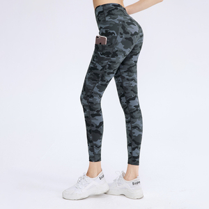 <b>Women</b> High Waist Solid Yoga <b>Leggings</b> Full Length Spandex Polyester Four-Way Stretch <b>Compression</b> Elastic Waist Pockets Sports - Product Image 2