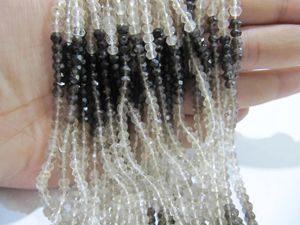 Perles de quartz fumé naturel facettées en forme de rondelle, 4-5 mm, brin de 13 pouces de long - Product Image 2