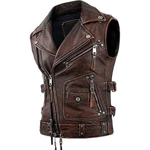 Veste en cuir véritable pour homme, robuste, style moto, vintage, décontractée, pour l'extérieur, vêtement de mode - Product Image 5