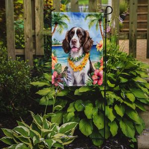 Drapeau de jardin anglais Springer Spaniel Luau Boîte aux lettres multicolore Drapeau de cour décoratif Bannière Patio Artwork pour parterres de fleurs Jardin - Product Image 2