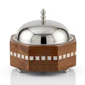 Calentador de Comida Árabe con Diseño Geométrico de Cubo y Incrustaciones de Madera Acanalada, Ideal para Restaurantes de Alta Gama y Hostelería - Product Image 6