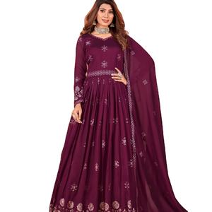 Vestido Anarkali de trabajo de secuencia bordada de seda de imitación Georgette de último diseñador de Fab Zone - Product Image 1