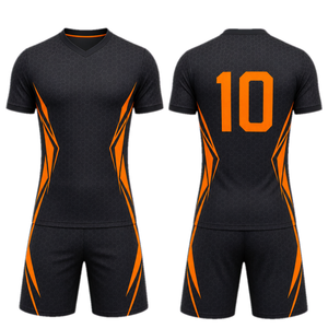 Conjunto de Camiseta de Fútbol Gris Oscuro y Naranja |   Uniforme de Fútbol Premium con Textura de Panal de Abeja |   Transpirable de Secado Rápido - Product Image 3