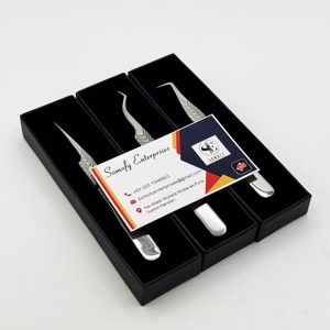 Pinzas de pestañas de acero inoxidable con etiqueta privada personalizada, nuevo diseño de agarre, herramienta hecha a mano para extensiones de pestañas postizas sostenibles - Product Image 2