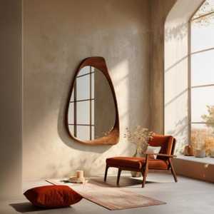 Asymmetrical Walnut Wall <b>Mirror</b>, Handmade Organic Solid Wood <b>Mirror</b> - Product Image 3