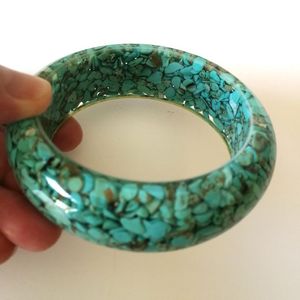 Juego de Brazaletes de Resina Pulida, Redondos, Azules, Verdes y Blancos, Joyería Artesanal, Duradera, Coleccionable, Regalo, Brazaletes de Artesanía Natural - Product Image 4