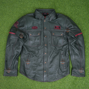 Men's <b>Motorcycle</b> Leather <b>Shirt</b> Full Grain Cowhide Heavy Duty Breathable Windproof Protective Racing Apparel Summer Custom Logo - Product Image 5