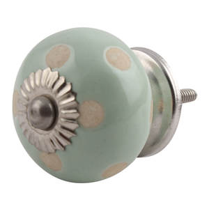 Boutons de tiroir décoratifs faits à la main en céramique verte gravée à points, poignées de meuble de cuisine, poignées de porte d'armoire, vente en gros - Product Image 1