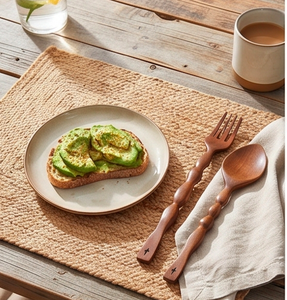 Hand Carved Wooden Spoon & Fork Set Natural Handwood Minimalist Design Flatware For <b>Camping</b> <b>Kitchen</b> Party And Tabletop Use - Product Image 1