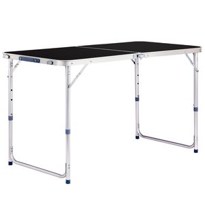 4Ft Portable Black <b>Folding</b> <b>Table</b> Multipurpose <b>with</b> Adjustable Height Heavy Duty Trestle Tripod <b>Leg</b> Base for Gym Outdoor Park Use - Product Image 3