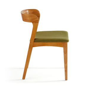 Chaise d'appoint minimaliste en bois massif avec dossier ergonomique incurvé - Product Image 2