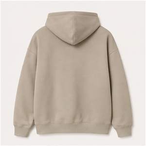 Sudadera con Capucha Extra Holgada para Hombre, Color Beige Piedra, Personalizable, con Cordón Tonal, Bolsillo Canguro, Felpa de Algodón Melocotón, MHOOD-0006 - Product Image 2