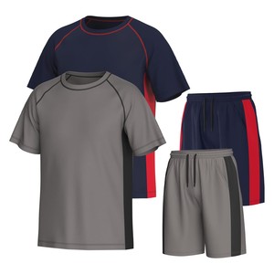 Conjunto Deportivo para Hombre, Camiseta y Pantalones Cortos con Bloques de Color, Cuello Redondo, Secado Rápido, Poliéster y Elastano, Ropa de Verano - Product Image 2