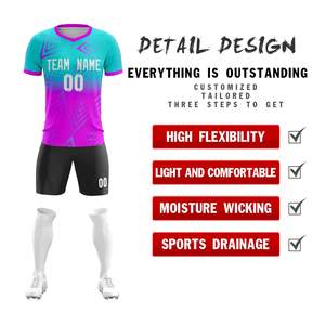 Maillot de football col en V pour adultes et jeunes, kit de maillot de football avec impression sublimée dégradée, polyester respirant, uniforme de football unisexe pour adultes - Product Image 4
