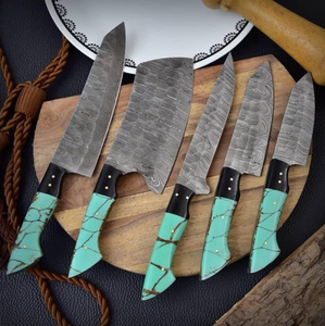 Juego de Cuchillos de Cocina LEGACY BLADES Premium de 5 Piezas, Acero de Damasco, Cuchillos Profesionales para Chef, OEM, ODM, Logotipo Personalizado, Forjados a Mano, Venta al Por Mayor - Product Image 1