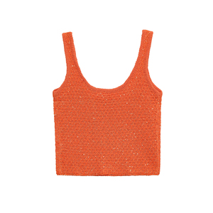 Womens Glitter Knit Tank <b>Top</b> Scoop Neck Sleeveless Crop <b>Top</b> Custom Sparkle Shimmer Summer Clubwear Vest Blouse - Product Image 3
