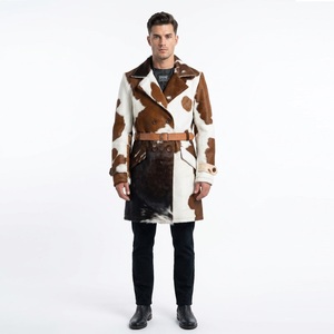 OEM ODM Cowhide <b>Long</b> Coat Leather <b>Jacket</b> for <b>Mens</b> Hair on Hide Cow Boy Leather <b>Jackets</b> <b>Long</b> Coat - Product Image 6