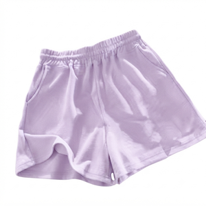 Shorts Casuales de Punto para Mujer, Color Verde Oliva Sólido, Cintura Elástica con Bolsillos, Transpirables, Corte Regular, Talle Medio, Tela de Algodón - Product Image 3