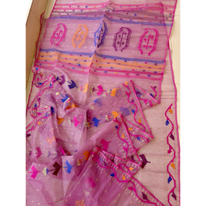 Sari Tradicional de Algodón Jamdani Premium para Mujer, Estampado Digital, Protección Solar, Secado Rápido, para Bodas, Fiestas y Eventos Festivos - Product Image 3