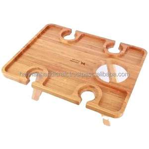 Plateau de service en bois, plateau en bois pour la décoration, restaurants, hôtels, cafés, plateau en bois antique - Product Image 3