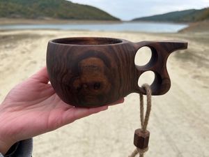 No-Cracking Handmade Wooden Kuksa Cup Nordic Camping Mug Traditional Scandinavian <b>Drinking</b> Cup Outdoor Coffee Bowl Gift - Product Image 5