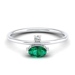 แหวนทองคำแท้ 14K ประดับมอสซาไนต์ GRA Certified และมรกต ดีไซน์ REYES ของขวัญครบรอบสำหรับผู้หญิง - Product Image 1