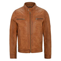 Blouson Bomber en Cuir de Vachette Marron Écologique pour Homme, Col Montant, Fermeture Éclair, Manches Classiques, Couleur Unie, Grande Taille