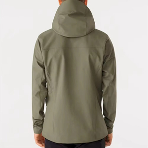 Men's Olive Green Hooded Waterproof PU Jacket With Zipper Closure Sporty Style OEM Service Eco-Friendly <b>Coach</b> Jacket For Sale - Product Image 3