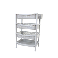 Étagère rectangulaire en plastique PP durable et écologique multi-usages pour la cuisine, le salon, la salle de bain, à quatre niveaux, empilable, rangement moderne