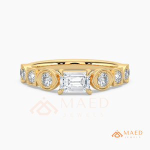 แหวนหมั้นทองคำขาว 14K ประดับมอสซาไนต์ทรงเหลี่ยมมรกต แหวนแต่งงานทรงเรขาคณิต เครื่องประดับเจ้าสาวสุดหรู สหรัฐอเมริกา - Product Image 5