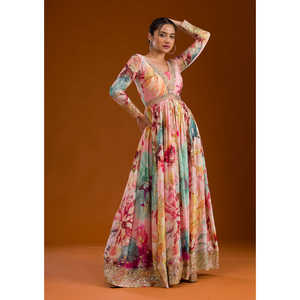 Vestido Anarkali de Diseño Elegante para Fiesta con Dupatta y Pantalón, Vestidos de Noche - Product Image 1