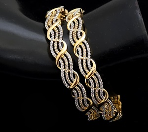 Exclusive Best Quality Women's Brass Gold Plated Moissanite Kundan Trendy Designer Fashion <b>Bangle</b> <b>Bracelets</b> Wedding Wear - Product Image 2