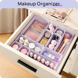 25 PCS Plastic Storage Bins & <b>Boxes</b> Versatile 4-Size Bathroom Vanity Drawer Organizer Trays <b>Makeup</b> Bed Storage Bins Set of 25 - Product Image 6