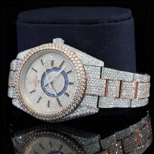 Reloj Cronógrafo de Lujo con Esfera Blanca, Diamantes Moissanite, Caja de Acero Inoxidable 316L, Resistente al Agua, con Doble Hora - Product Image 5