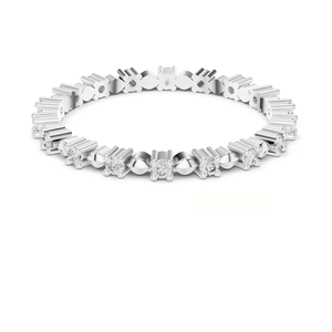 Bague empilable en or jaune 18 carats avec diamants de laboratoire Eternity Lab Grown, motif pyramide perlée - Product Image 2