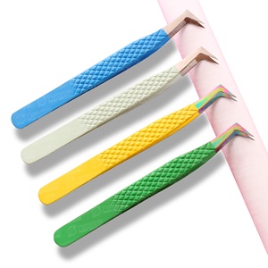 Pinzas de pestañas de acero inoxidable antiestáticas súper duras, gran cantidad de volumen/puntiagudas/puntas de fibra para pestañas de extensión de injerto - Product Image 3