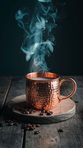 Copper hammered mug <b>set</b> for elegant holiday <b>beverage</b> culture hammered finish metal cups durable reusable <b>serving</b> mugs - Product Image 4