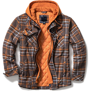 Veste d'hiver pour homme en sherpa à carreaux, doublée polaire, coupe-vent, épaisse, imprimée, avec fermeture éclair et col rabattable - Product Image 6