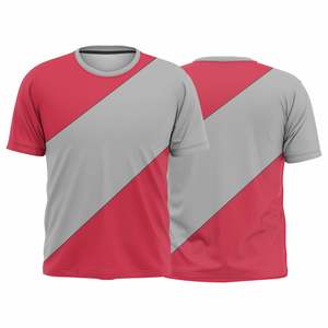 เสื้อยืดกีฬาแบบถัก 100% โพลีเอสเตอร์ ระบายอากาศ แห้งเร็ว เป็นมิตรกับสิ่งแวดล้อม คอเสื้อแบบพิเศษ ผู้ผลิต OEM ODM สำหรับผู้ชาย - Product Image 1