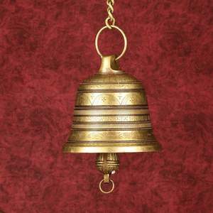 Campana de latón dorado para la entrada del mandir, campana colgante para la oración, rituales y tiempos de adoración. - Product Image 1