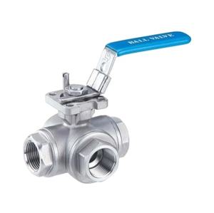 Válvula de bola de acero inoxidable de cuatro vías con mango largo Uso industrial de alta presión para control de flujo de agua manual OEM personalizable - Product Image 1