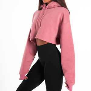 Custom Lightweight Customized Women Spring Knitted Crop <b>Top</b> Hoodie High Quality Breathable <b>Low</b> MOQ <b>Back</b> Neck Logo Made ODM - Product Image 4