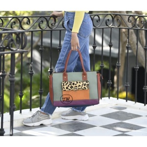 กระเป๋าโท้ทหนังเสือดาวสำหรับผู้หญิงกระเป๋าหนังกระเป๋ากระเป๋าหน้าทำด้วยมือสินค้าจำนวนมาก - Product Image 3