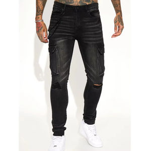 Jean pour homme coupe droite noir en denim slim, le plus vendu, décontracté et original - Product Image 2